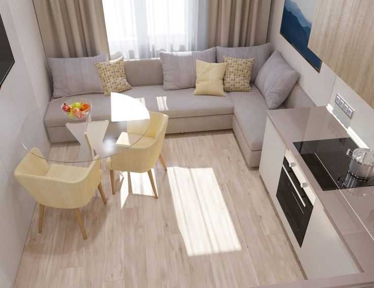 Дизайн и планировка кухни размером 9 кв. м с диваном