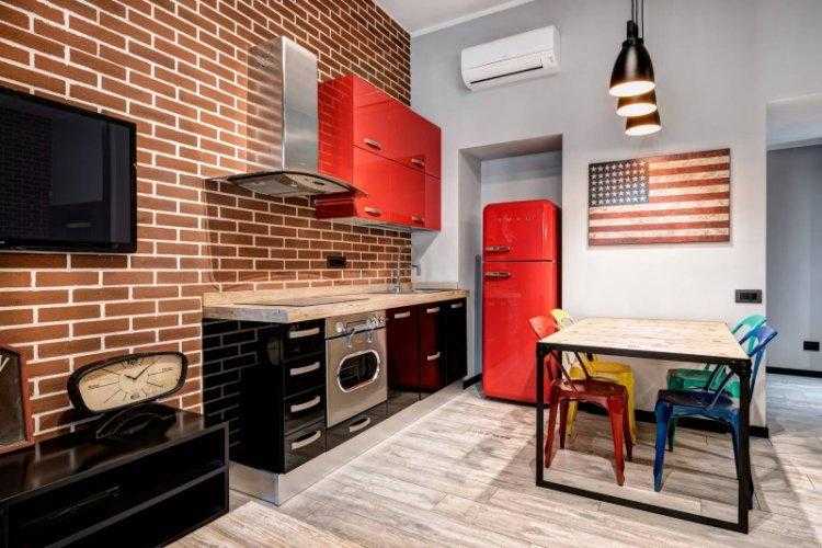 Дизайн кухни с кирпичной стеной (16 фото), варианты интерьера кухни с кирпичной стеной