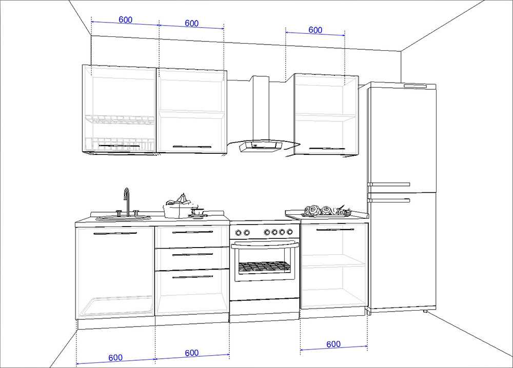 Обзор угловых кухонных шкафов, виды и чертежи с размерами