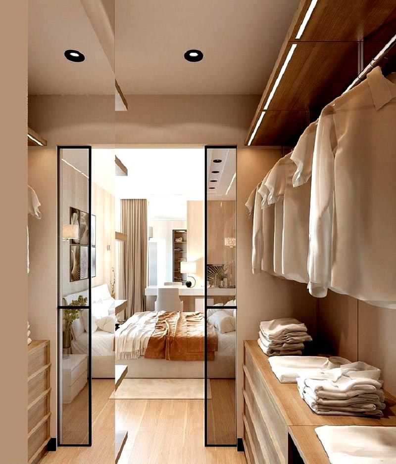 Гардеробная в спальне (85 фото): угловая и встроенная, как сделать небольшой шкаф в комнате из гипсокартона, идеи в интерьере