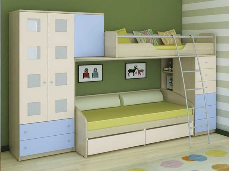 Двухъярусная кровать для детей со шкафом (54 фото): для детской комнаты