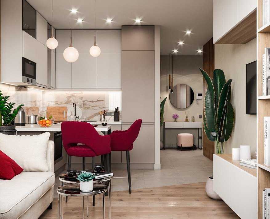 Дизайн кухни-гостиной площадью 17 кв. м в обычной квартире: особенности обустройства, зонирование и стильное оформление