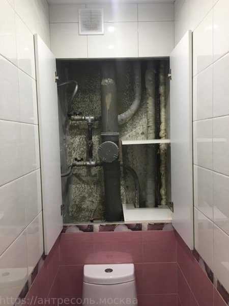 Дверь в туалете за унитазом для сантехнического шкафа: виды