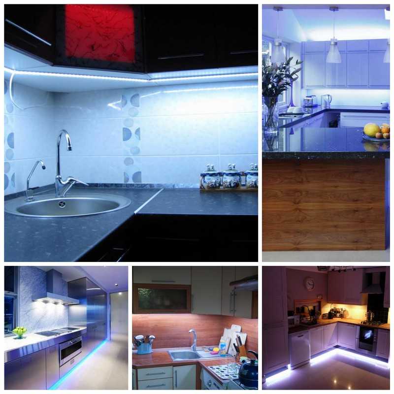 Применение светодиодной ленты для подсветки рабочей зоны на кухне: устройство лед-гарнитуры и её монтаж