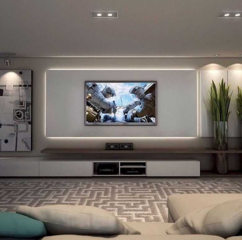 На какой высоте вешать телевизор на стену в гостиной: монтаж и оформление