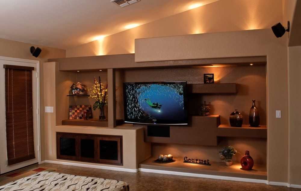 Как повесить телевизор на стену? 150+ фото интерьерных оформлений