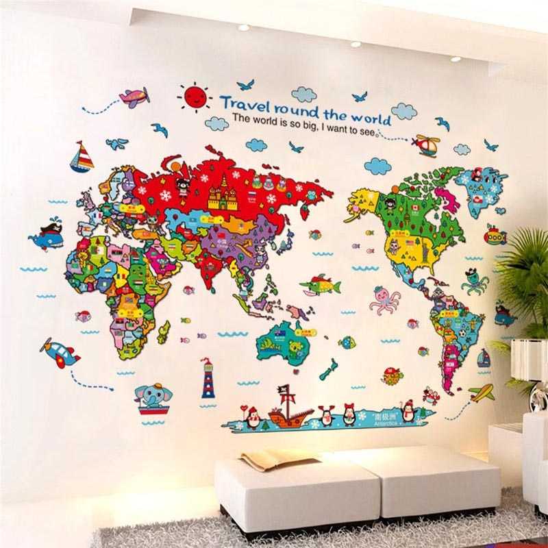Фотообои "карта мира" для детей на стену (38 фото): детские обои с картой в комнату