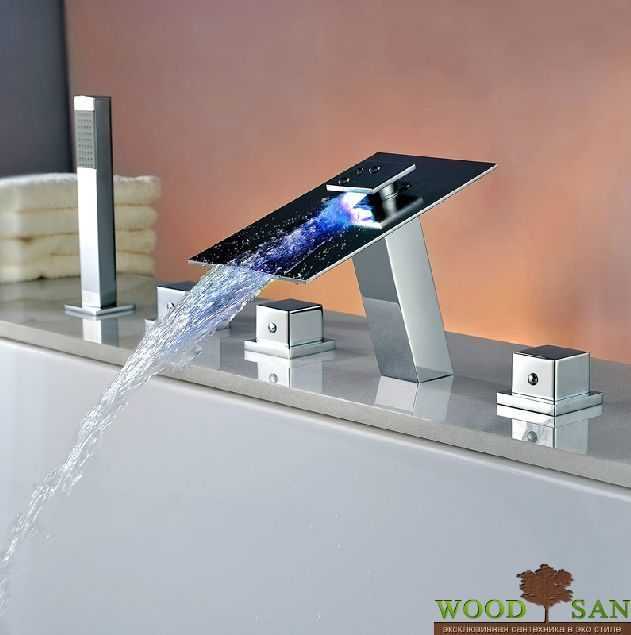 Каскадный смеситель (50 фото): стеклянный кран-водопад для раковины и ванны с подсветкой, особенности излива «каскад» и отзывы