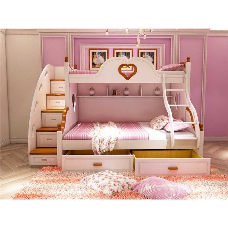Детские двухъярусные кровати для девочек (34 фото): двухэтажные модели-чердаки с игровой зоной в комнату для двух детей 3-х лет