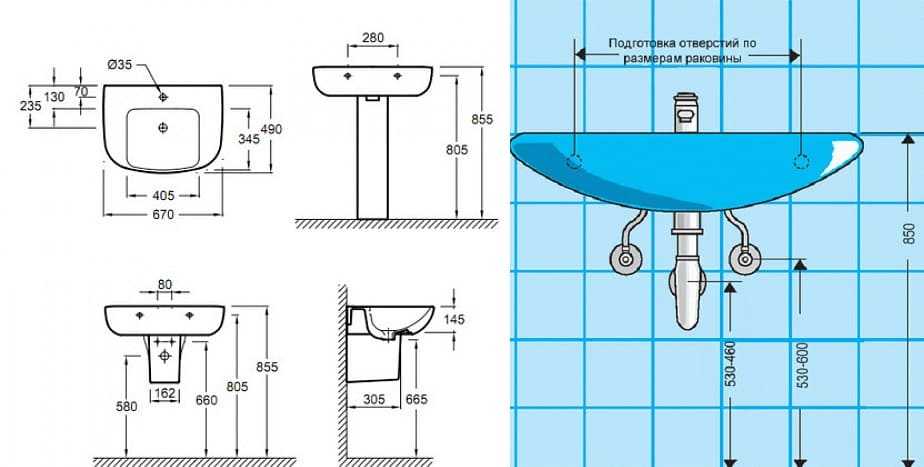Высота установки раковины в ванной - нормы, стандарты, рекомендации