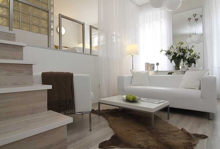 Красивый дизайн интерьера гостиной площадью 15 кв. м