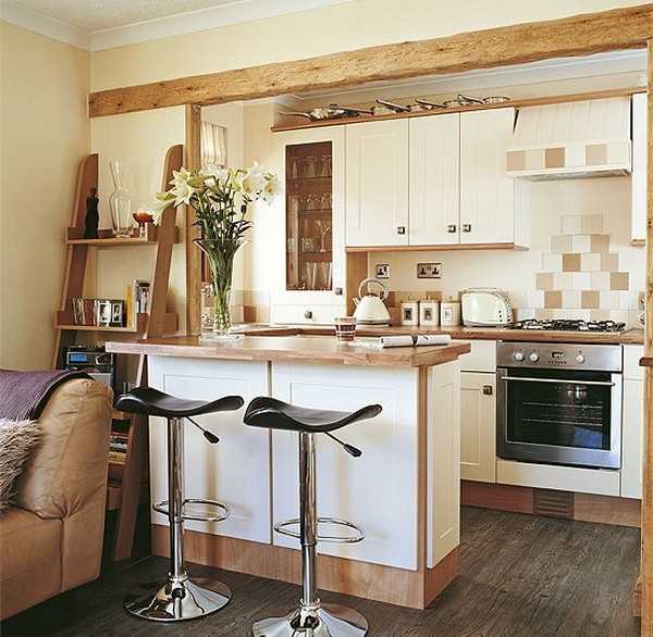 Маленькая кухня с барной стойкой (85 фото): угловой кухонный гарнитур и стойка вместо стола, дизайн комнаты небольшой площади в «хрущевке»